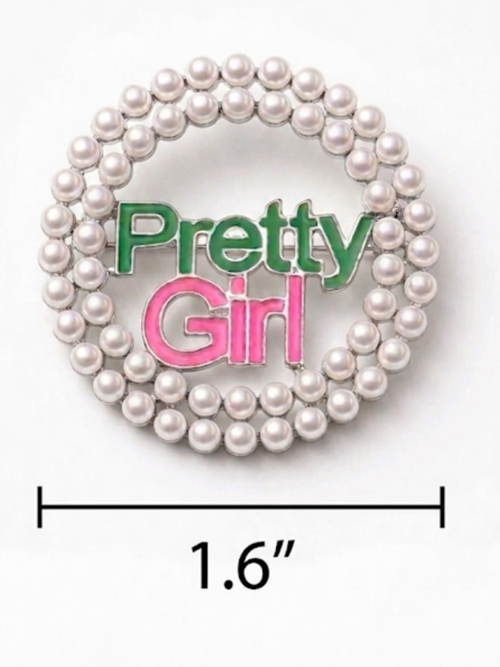 Alpha Kappa Alpha AKA Pretty Girl Round Brooch Pin NWT Pink Green Sorority Gift - Picture 5 of 7